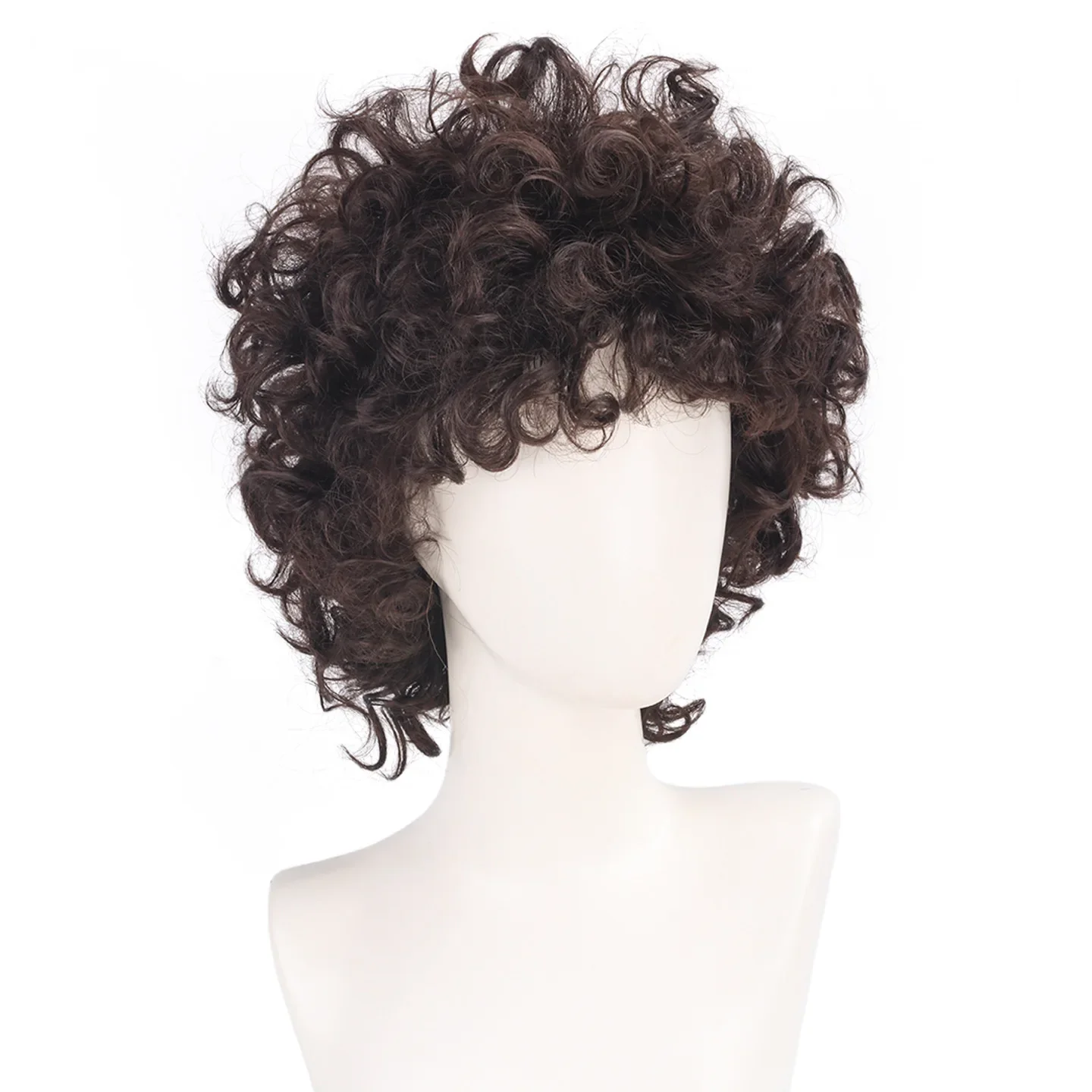 Dustin Henderson Cosplay Perücke für Mann Frau TV-Serie Rollenspiel Perücken Dunkelbraun Voluminöses lockiges Haar Party Kostümzubehör