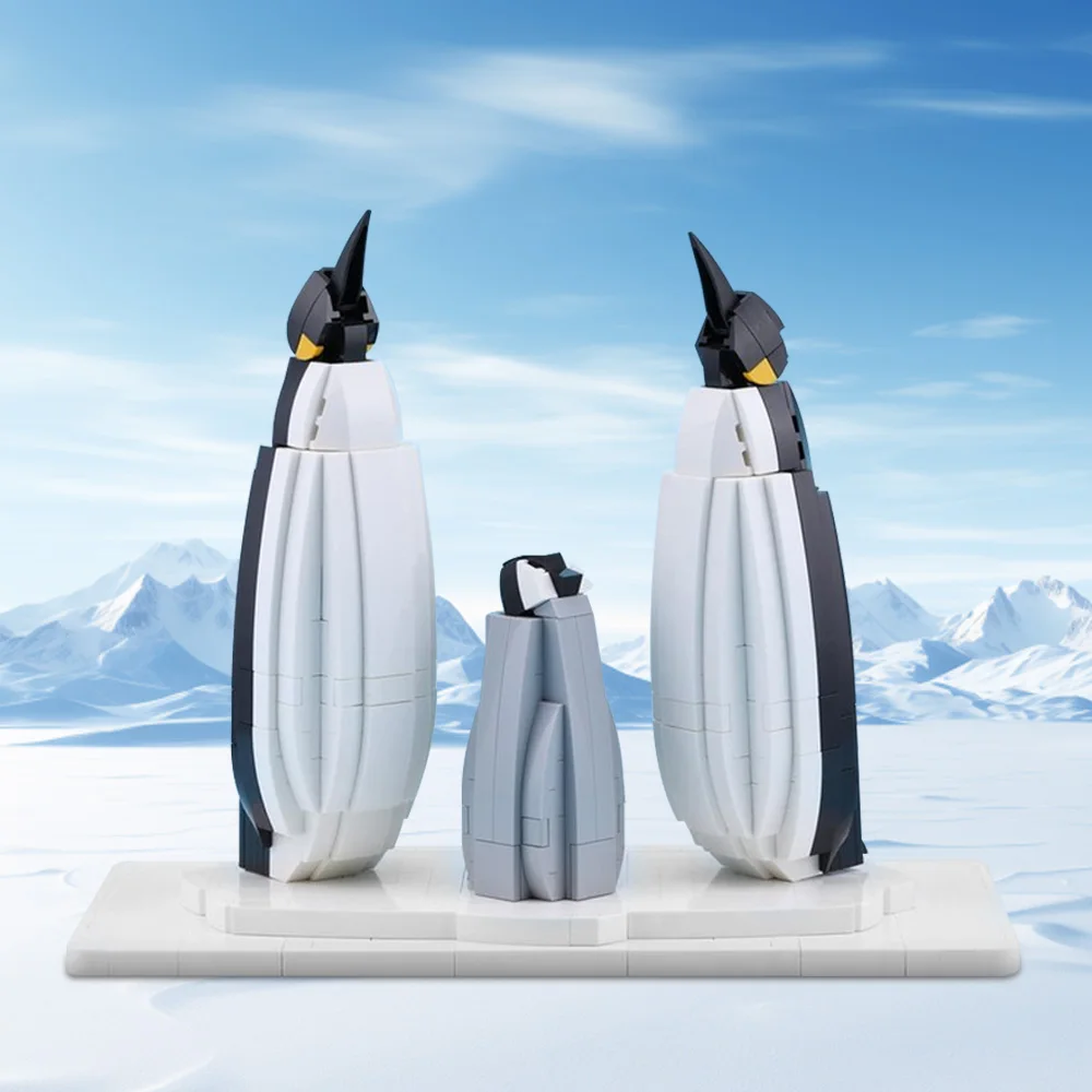 Gobricks MOC Penguins Family Building Blocks Model Creativity Animal Antarctic Penguins Bricks diy Assembled Toy Children Gift