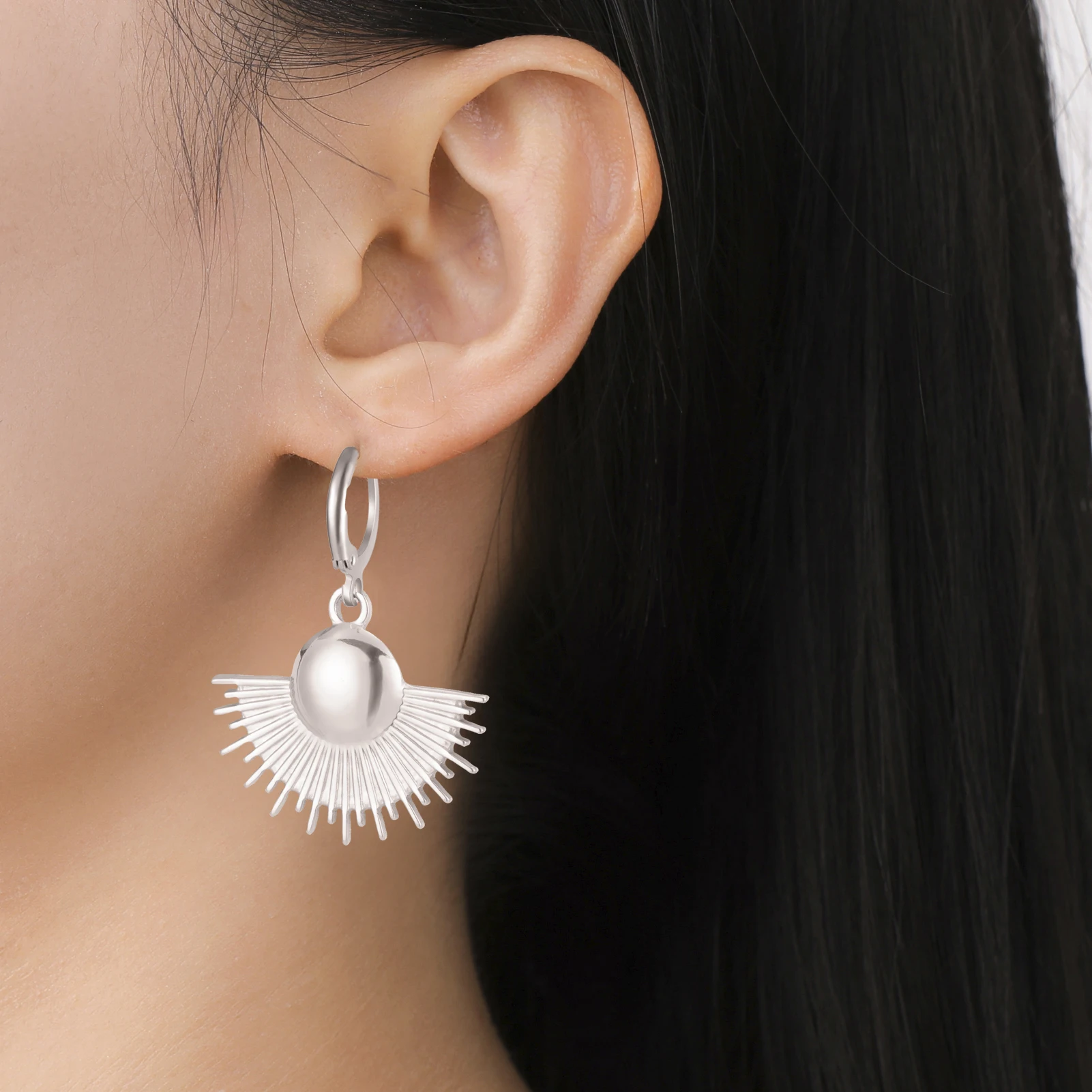 Unift Half Circle Spike Sun Earrings for Women  Stainless Steel Hoops Trendy Boho Bohemian Jewelry Ear Piercing Accessories
