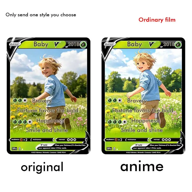 Pokemon Cards Custom Card Style Anime Photo Portrait Trading Card Gift for Pet Lovers Cards Gifts for Valentine Wedding Her For view 3