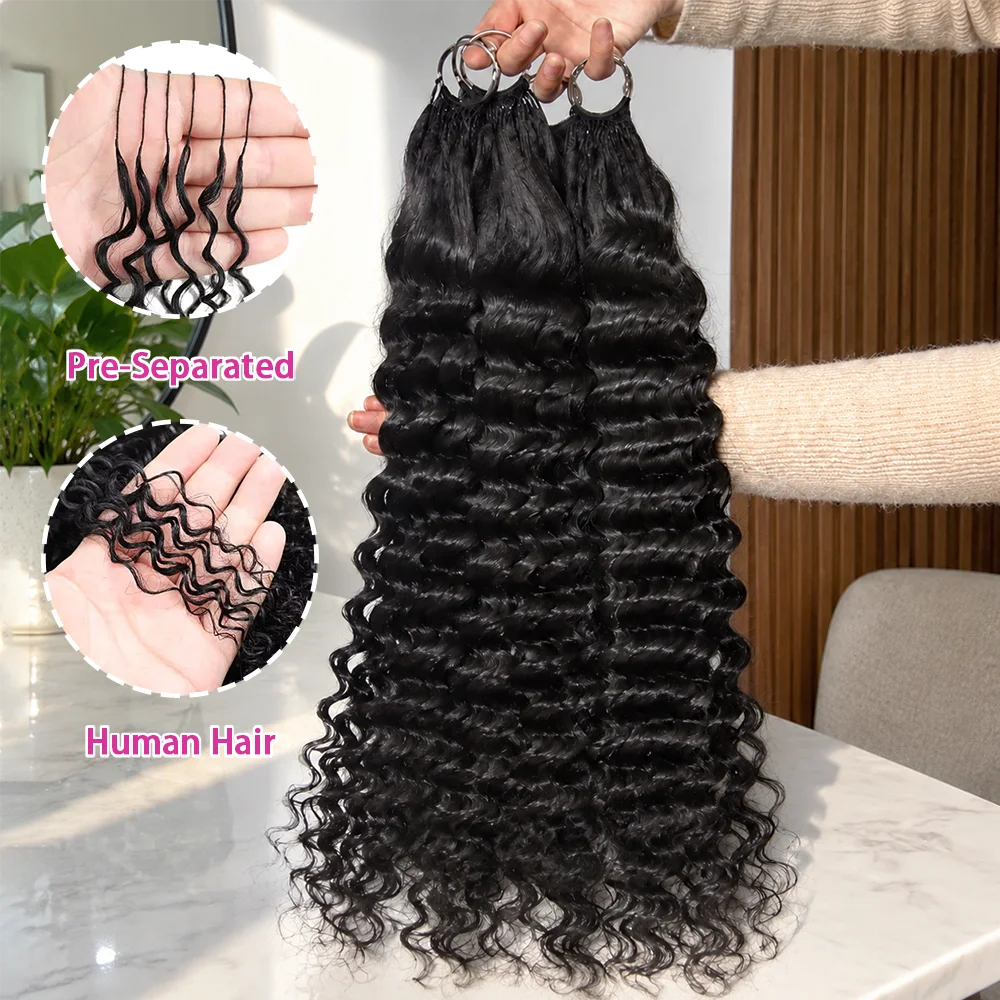 Hair Bundles - Deep Wave Feathered Crochet Human Hair
