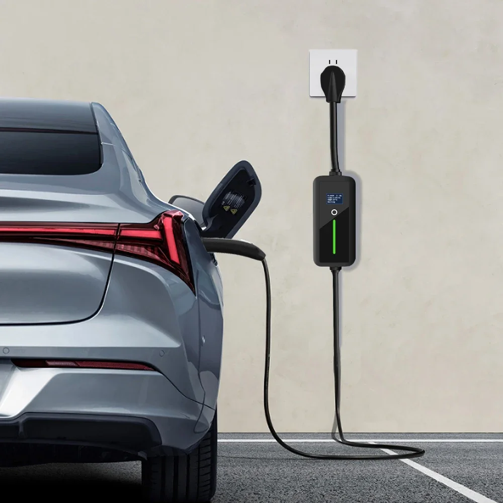 ポータブル高速電気自動車ev充電器、充電ステーション、7kw