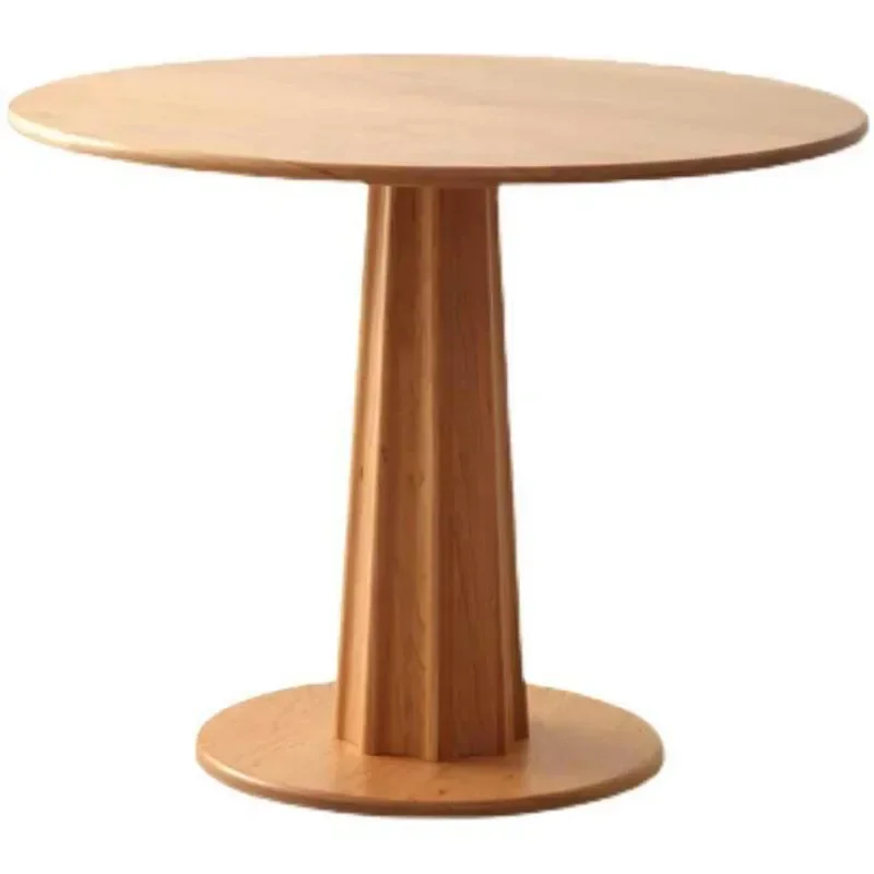 

Nordic all-solid wood cherry wood simple casual round dining table, light luxury Nordic black walnut log