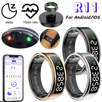 R11 Smart Ring with Display Screen and Touch Heart Rate Blood Oxygen Monitor Ring Wireless Charging Fitness Ring for Men Women