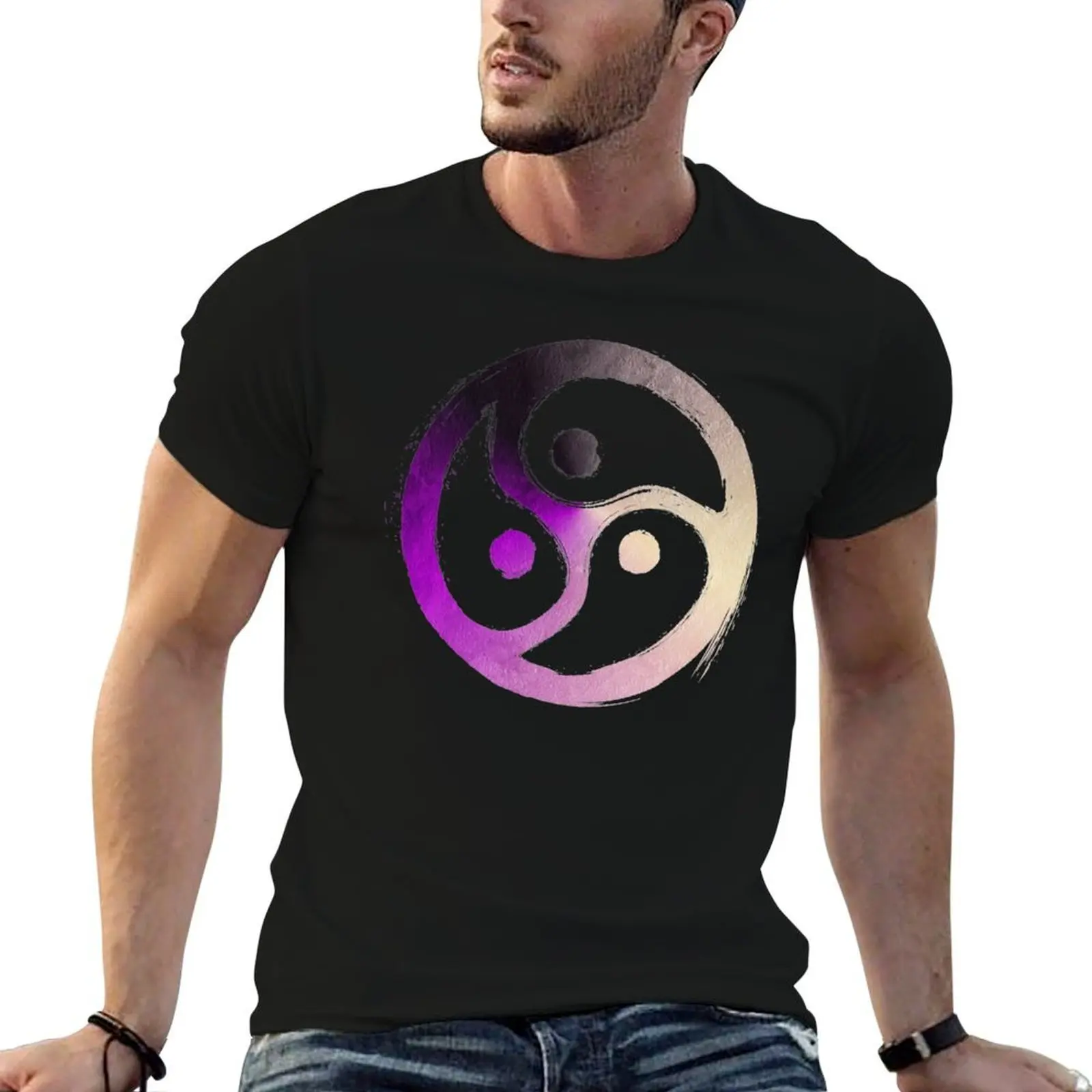 تي شيرت BDSM Triskelion Asexual Ace Aro Demi Pride تي شيرت للرجال من القطن الناعم الأساسي تي شيرت تي شيرت
