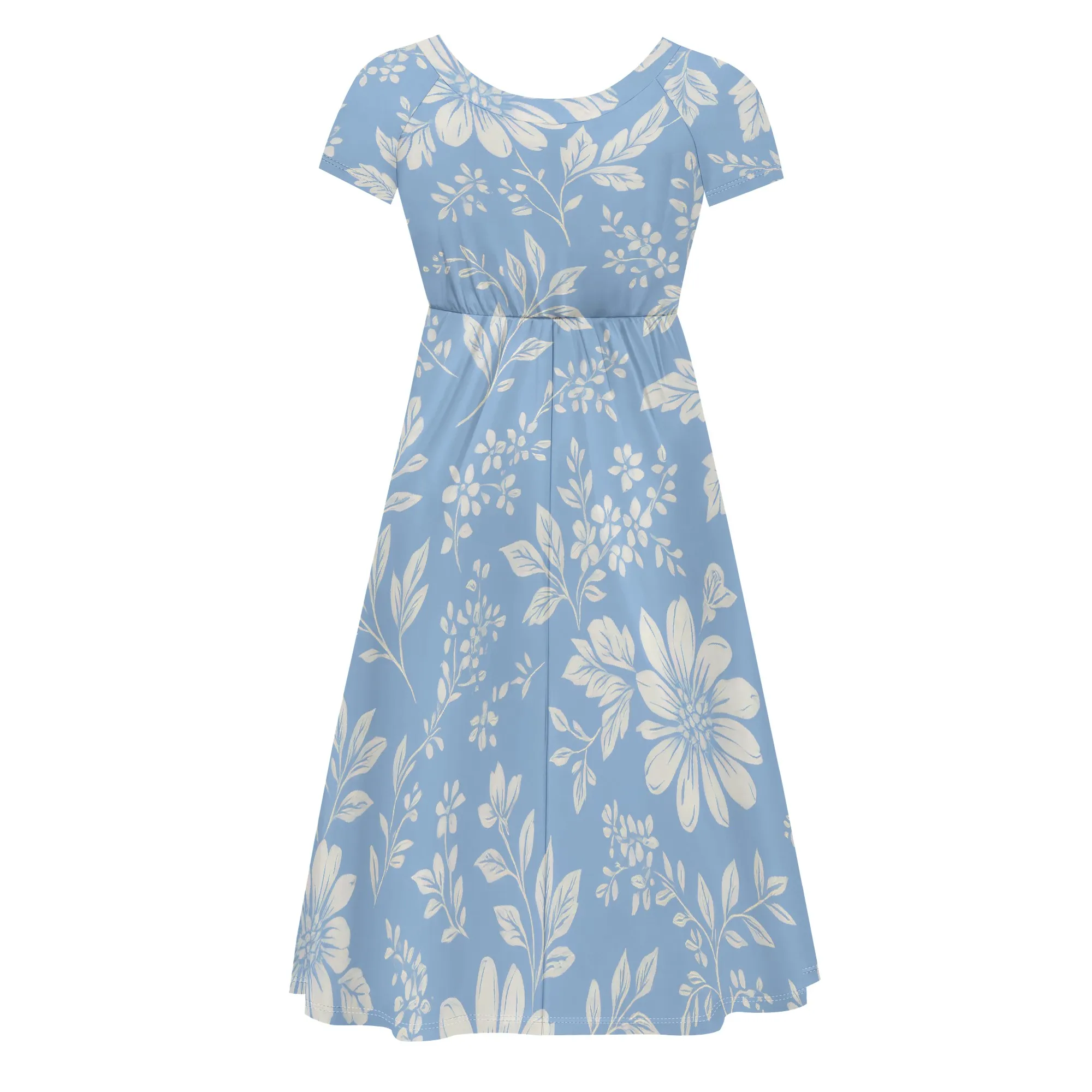 ผู้หญิงฤดูร้อนแขนสั้น Midi ชุดเดรสสบายๆ Flowy T เสื้อ Ruffle A Line Sundress แฟชั่นดอกไม้พิมพ์ชุดชายหาด