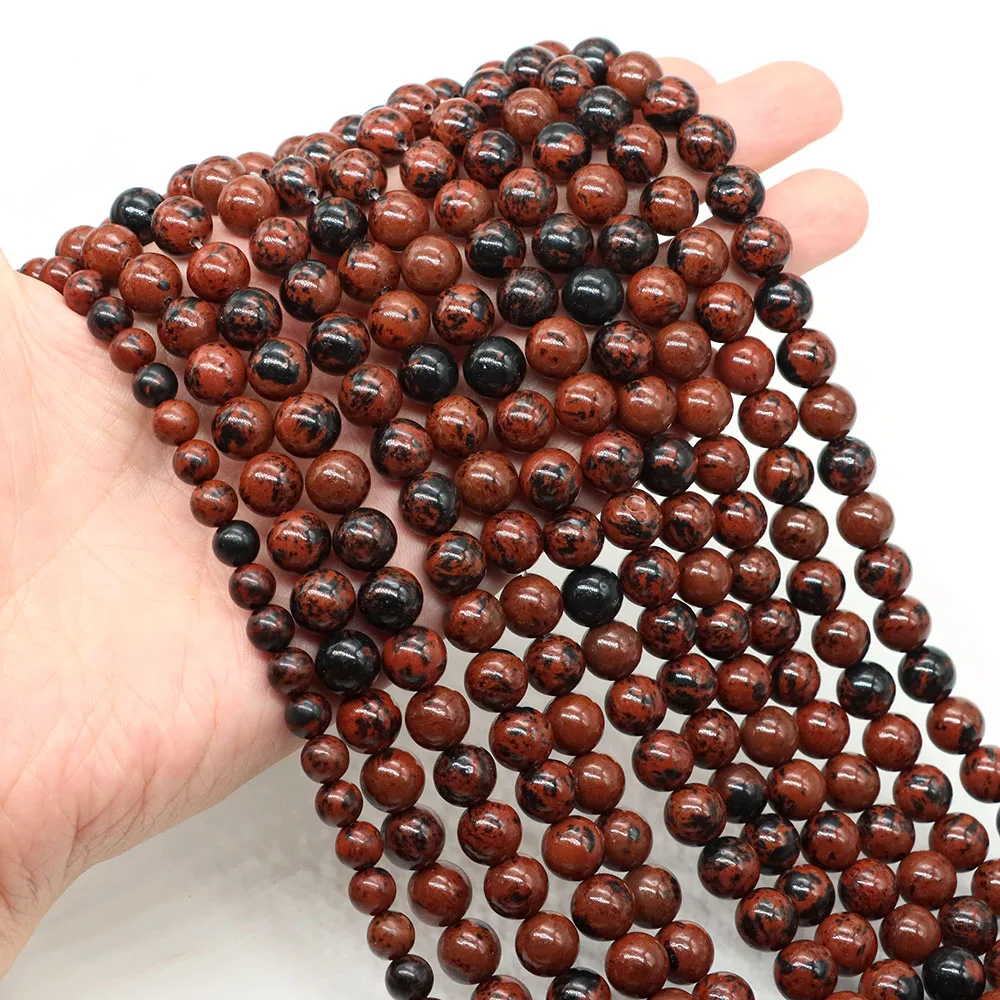 Naturstein, rote Mahagoni-Obsidian-Perlen, rund, lose Abstandshalter, Kristall-Edelstein-Perle für Schmuckherstellung, DIY-Armband, 2/3/4/6/8/10 mm
