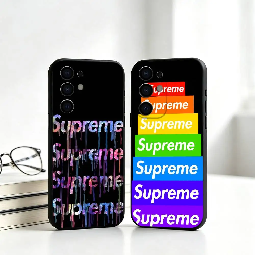 C-Classic brand S-SupremeS-S  Phone Case Black Silicone Soft For Samsung S26,S25,S24,S23,S22,S21,S30,Ultra,Plus,Fe,Lite Gift