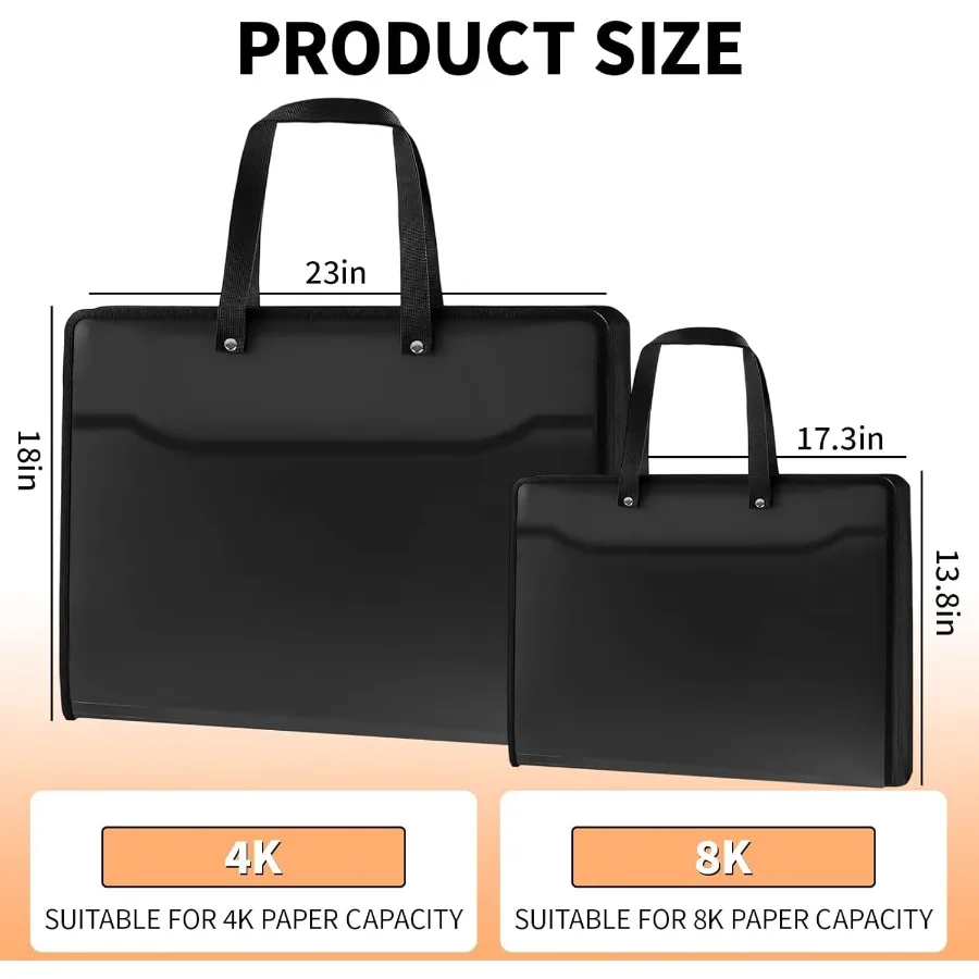 Duży, wodoodporny segregator do przechowywania materiałów artystycznych z zamkiem błyskawicznym i przegródkami dla artystów i fotografów: idealny do przechowywania szkiców i rysunków.