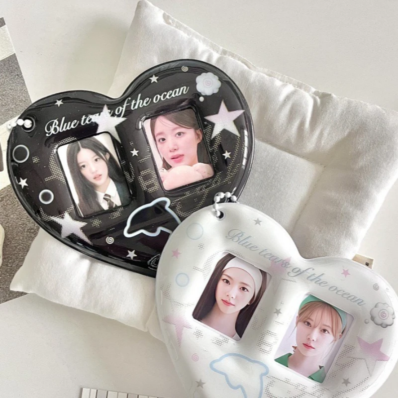 1 Inch Original Cute CP Photo Holder Ins Korean Fashion Style Heart Shape Card Case for Couples Best Friend Idol Pictures