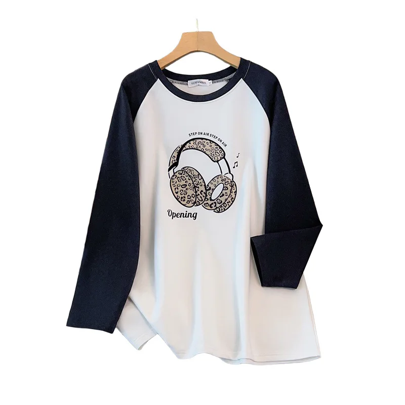 Picture 6: 175Kg Plus Size Women's Bust 170 Autumn Loose Round Neck Long Sleeved Contrasting Sweatshirt Black White 4XL 5XL 6XL 7XL 8XL 9XL