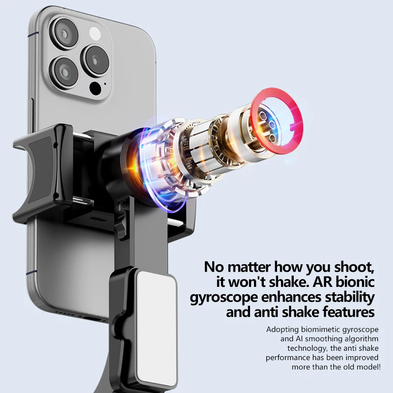 2025 NEU mit Fülllicht, Gimbal-Stabilisator, Selfie-Stick, faltbares kabelloses Stativ mit Bluetooth-Auslöser, Einbeinstativ für iOS und Android