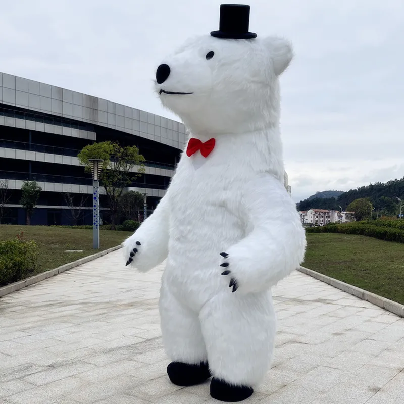 Aufblasbares Eisbär-Kostüm für Geburtstagsfeiern und Karneval, Weißes Bären-Maskottchen