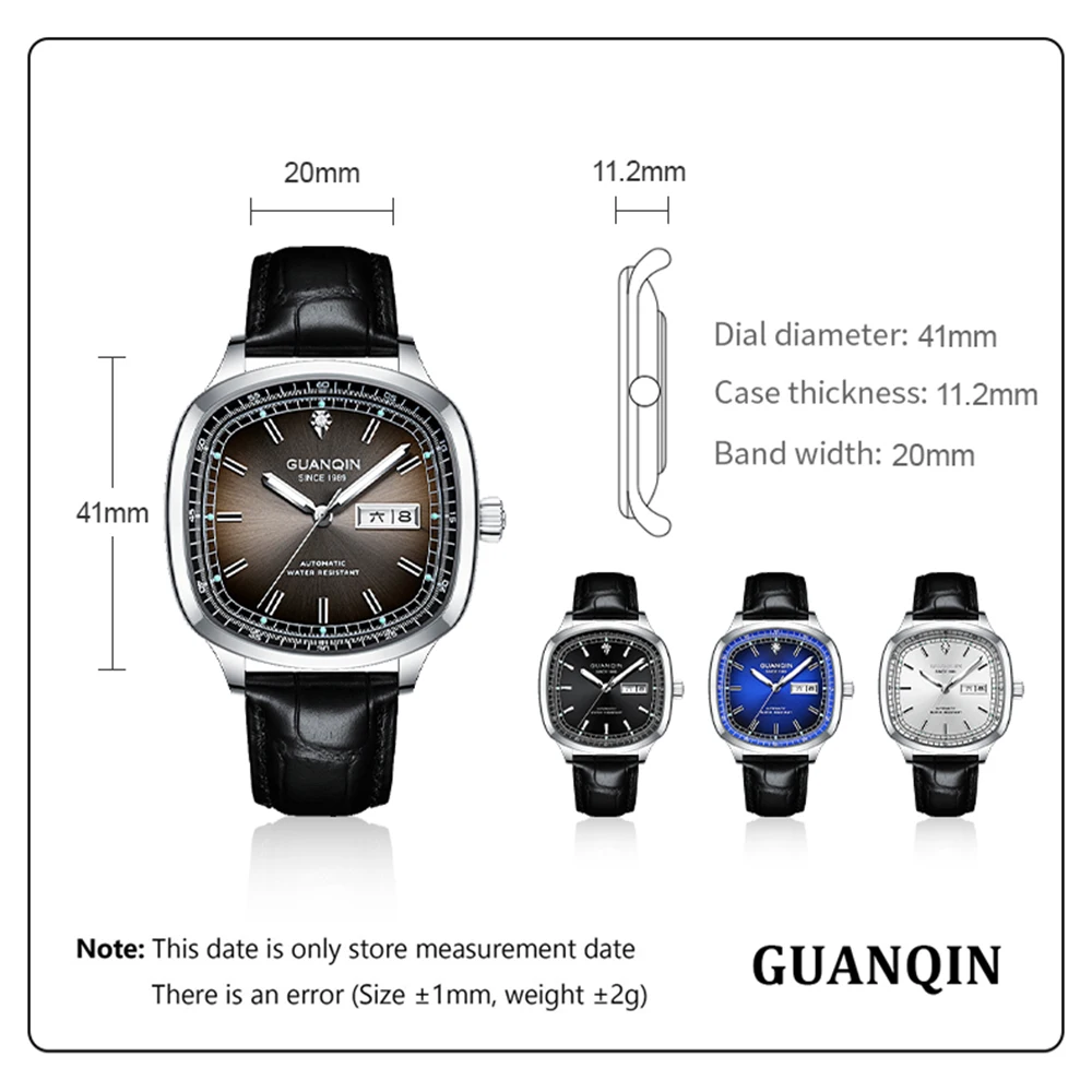 GUANQIN Men\'s Watches 2024 Luxury Mechanical Automatic Watch For Men Leather Sapphire Mirror Mens Wristwatch Clock Reloj Hombre