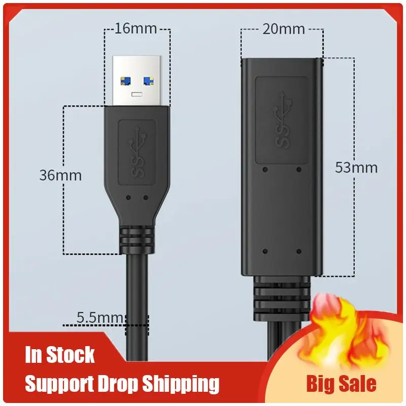 USB 3.0-Verlängerungskabel, Stecker auf Buchse, aktives Verlängerungskabel, USB-Repeater mit Signalverstärker, 49,2 Fuß/15 Meter, langlebig