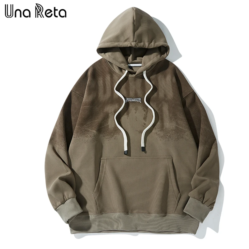 

Una Reta Hoodie Men Autumn Winter New Loose Harajuku Pullover Tops Man Hip Hop Gradient Couple Hoodies