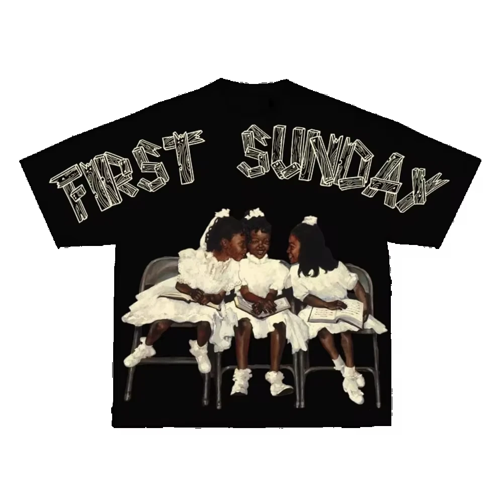 Vintage Children First Sunday Print Graphic Cotton T-Shirt Men Y2K Short Sleeves Vintage Oversize Tshirt Streetwear Women Tops