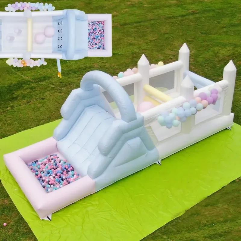 Commercial Bounce House Kids Inflatable Bouncer House Combo Obstacle Course Bouncy Castle with Slide,Climbing,Ball Pit,Blower