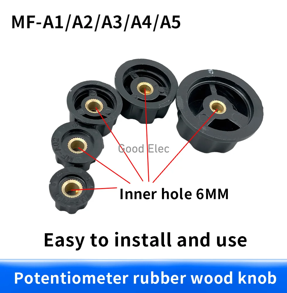 10pcs/lot MF-A01/A02/A03/A04/A05 Potentiometer knob bakelite potentiometer potentiometer knob cap diameter,inner bore:6mm