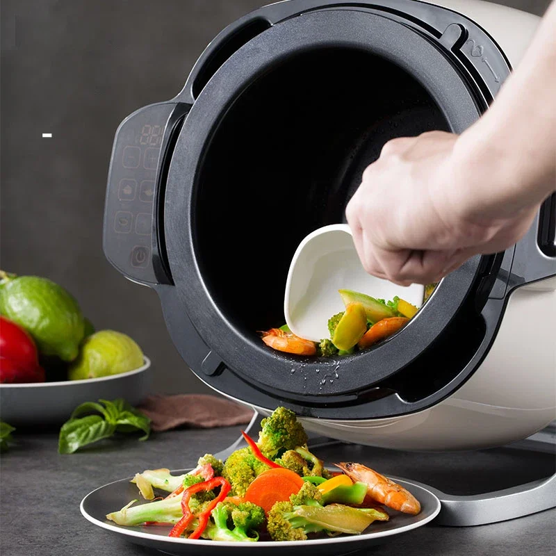 6L 220V Intelligent Automatic Stir Frying Machine Household Electric Cooking Wok Pot Non-stick Multifunctional Cooker Pot 2000W