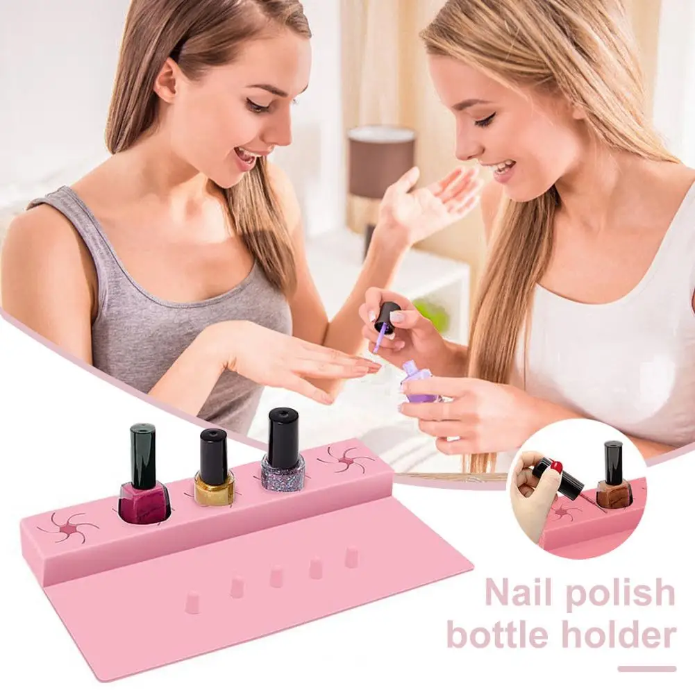 Silicone Nail Polish Storage Box Manicure Hand Work Station with Anti-spill Nail Polish Holder Stand for Nails for Easy