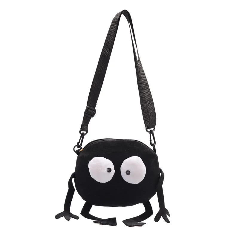 Creative Fashion Simplicity Trendy Leisure Shoulder Bag Personality Net Red Ins Big Eyes Small Black Ball Canvas Crossbody Bag