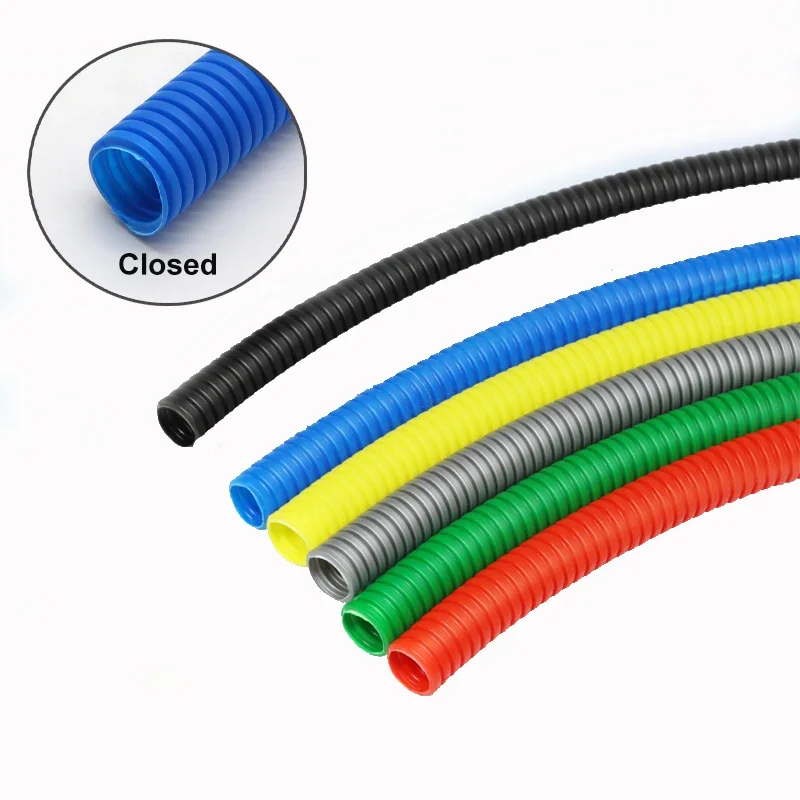 1/5/10M PP Insulated Corrugated Pipe Closure ID 7.5mm-34.5mm Plastic Cable Management Protector Sleeve Wire Conduit Hose