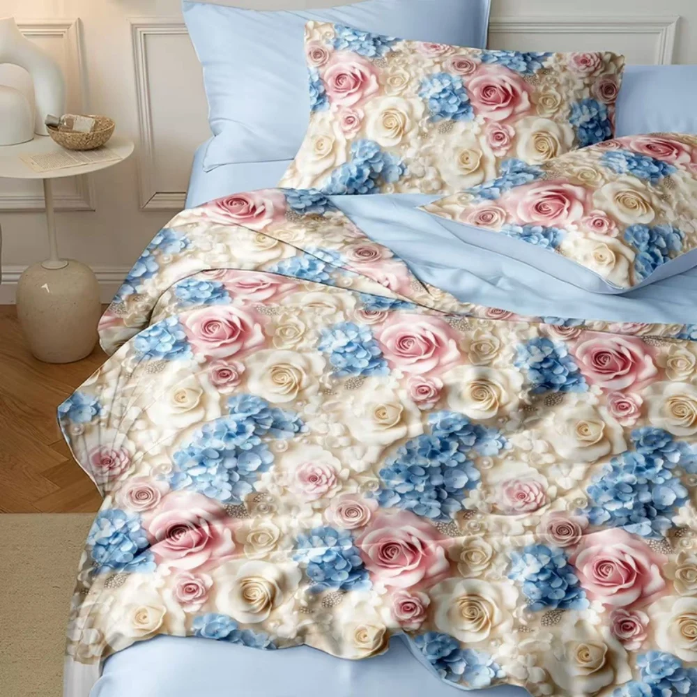 5D الإغاثة ثلاثية الأبعاد بواسطة الطباعة الرقمية زهرة الصيف لحاف بارد تكييف الهواء لحاف تنفس مزدوج رقيقة لحاف 1 قطعة