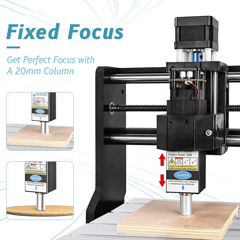 A32P_20W Laser-Module Kit for 4540 CNC Router Machine,5.5W Optical Power 12V 450Nm Laser-Head with 7.5 Ft Cable,for Wood