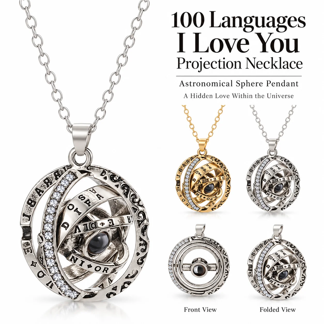 Projection Necklace 100 Languages I Love You Pendant Jewelry For Girlfriend Wife Lover Couple Creative Romantic Necklaces Gifts