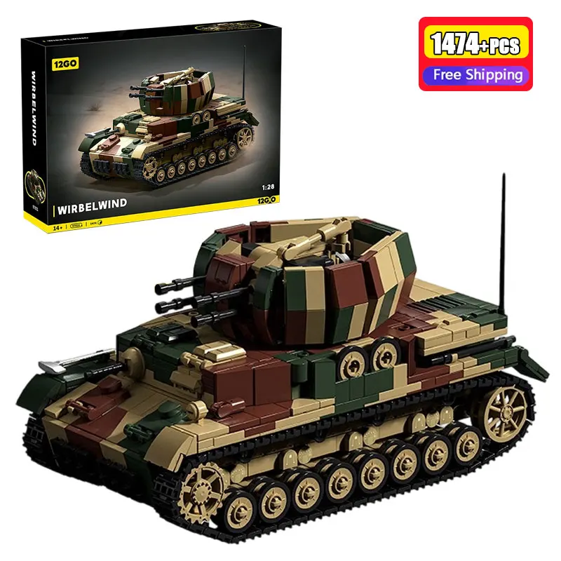 

1474PCS Military WIRBELWIND Tank Construction Kit Educational Assembly Building Bricks Creative Desktop Decoration Gift
