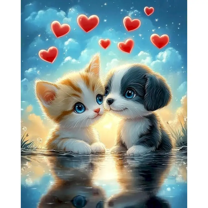 

RUOPOTY Coloring By Number Dog Animal Kits For Adults Handpainted DIY Picture By Number Scenery On Canvas Home Decoration