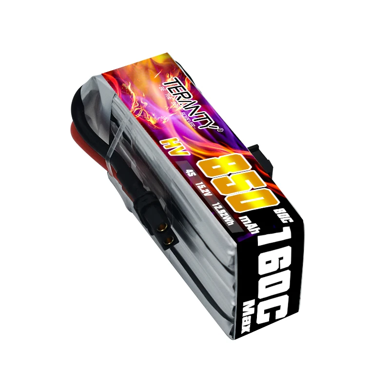 1-10PCS TERANTY 4S 850mAh 15.2V HV 80C/160C Lipo Battery With XT30 Plug For Beta85X Whoop Quadcopter FPV RC Racing Drone