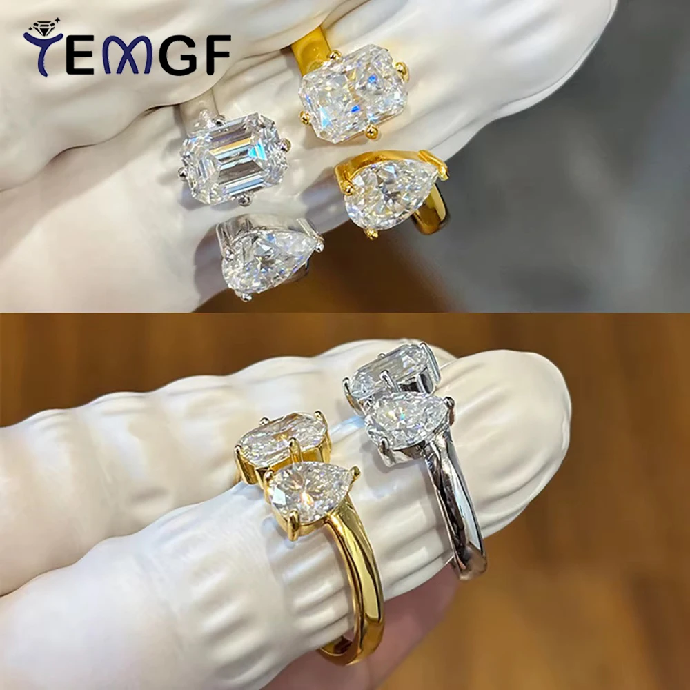 

TEMGF Moissanite Rings for Women Man 925 Sterling Silver 18K Plated Opening Ring Wedding Anniversary Fine Jewelry Birthday Gift
