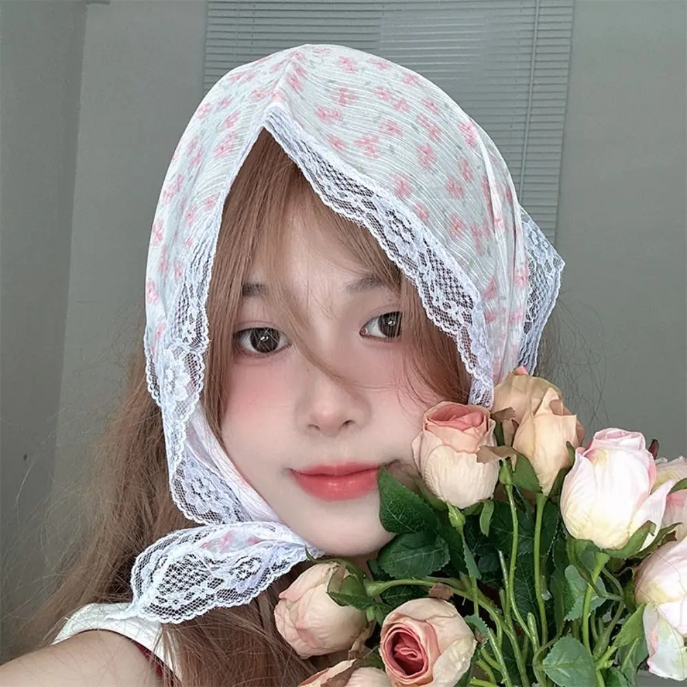 Headband Hair Scarf Bohemia Bandana Soft Wrap Pastoral Style Triangle Hair Band Strap Flower Pattern Adjustable image 5