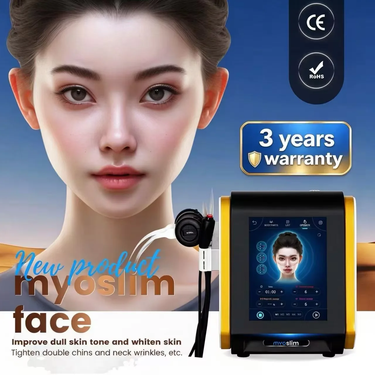 Myoslim Facial Contouring Device Specialized In Eliminating Wrinkles Facial Lifting Skin Calming And Collagen Stimulation