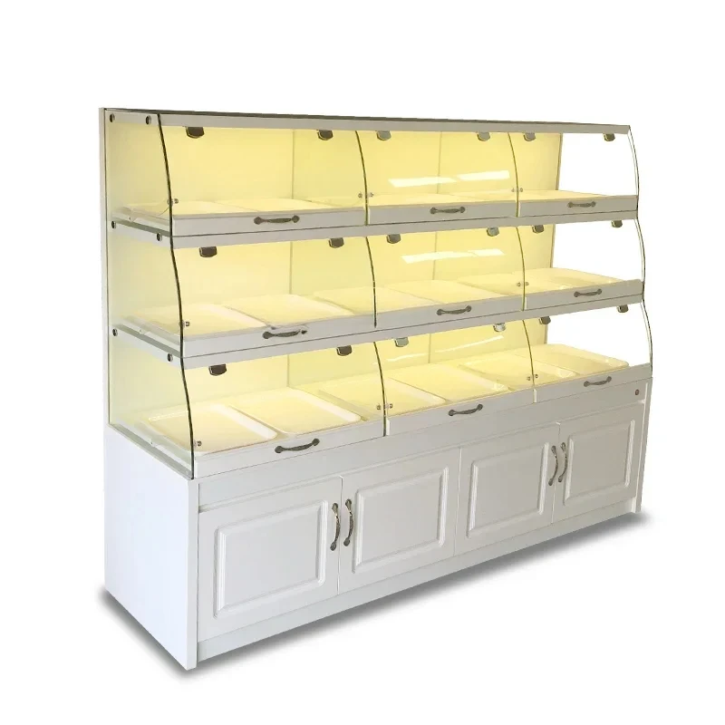 

Customized Bread Display Cabinets Glass Side Cabinet Commercial Island Cabinet Cake Shop Showcase