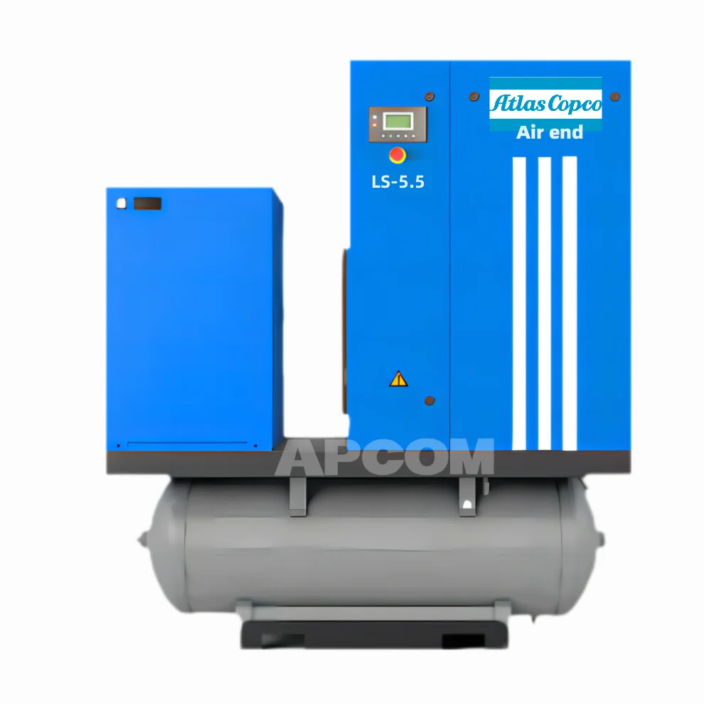 AtlasCopco Head 5.5KW 7.5HP Scroll Industrial Rotary Screw Air Air Compressor 5.5 KW 7.5 HP With Dryer 300 Liter 10 Gallon Tank
