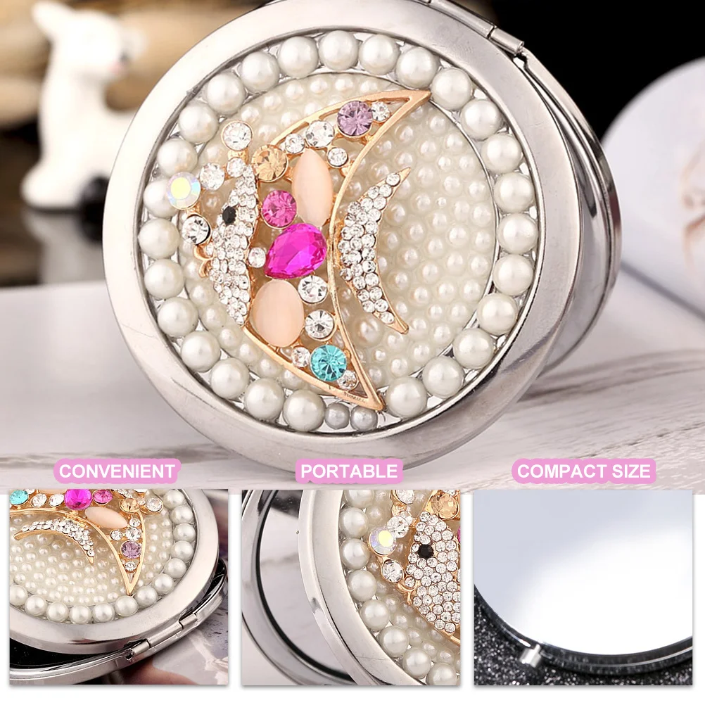 Miroir de maquillage Compact Portable en métal, Design poisson, petit miroir de voyage double face, léger, Mini cadeau de transport de poche