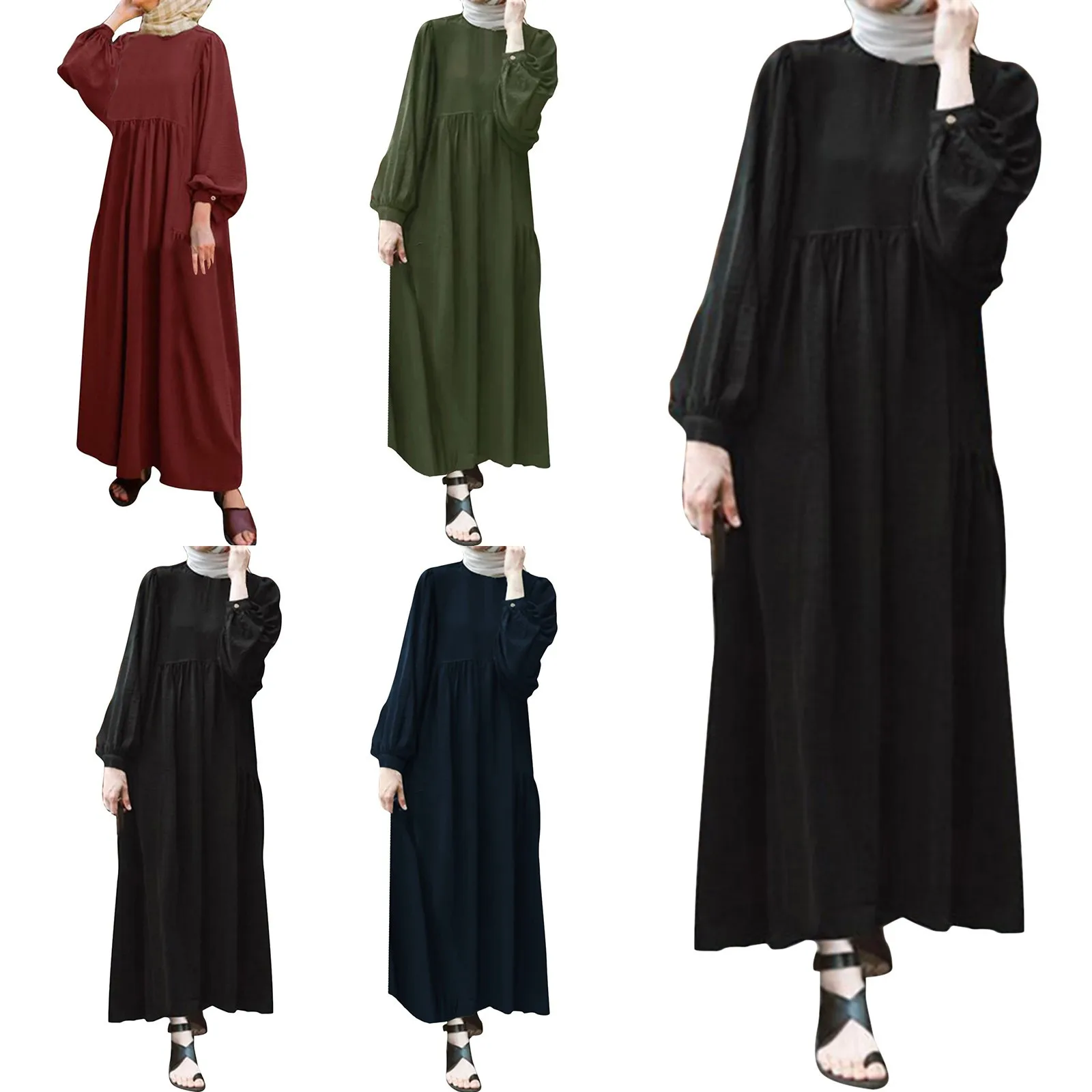 

Spirng Summer Women Casual Dresses Full Sleeve Plus Size Dress Lady Loose Maxi Female Oversize Long Dresses Vestidoes Fit Eid