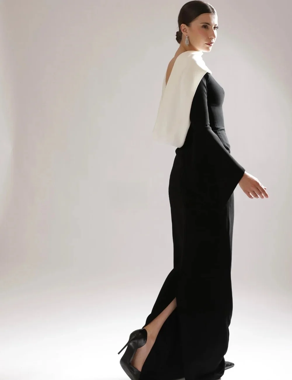 Zwarte formele lange mouwen op maat gemaakte gelegenheidsjurk Avondjurken Pastrol Unisex Jersey Retro Dubai Saoedi-Arabisch Prom op maat