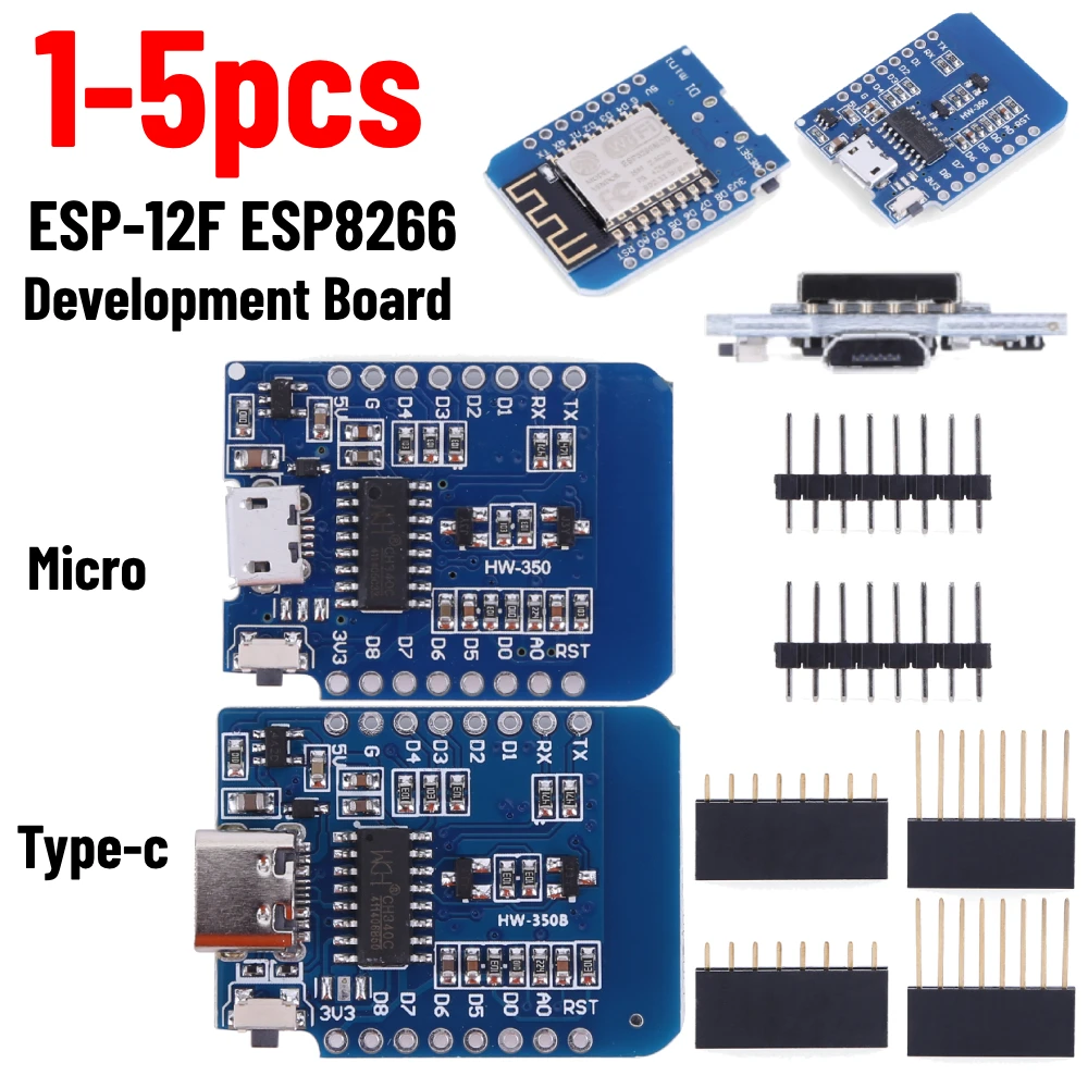 ESP-12F ESP8266 Development Board Type-C Micro D1 Mini Nodemcu Lua Internet Wireless WiFi Module for Arduino with WeMos D1 Mini