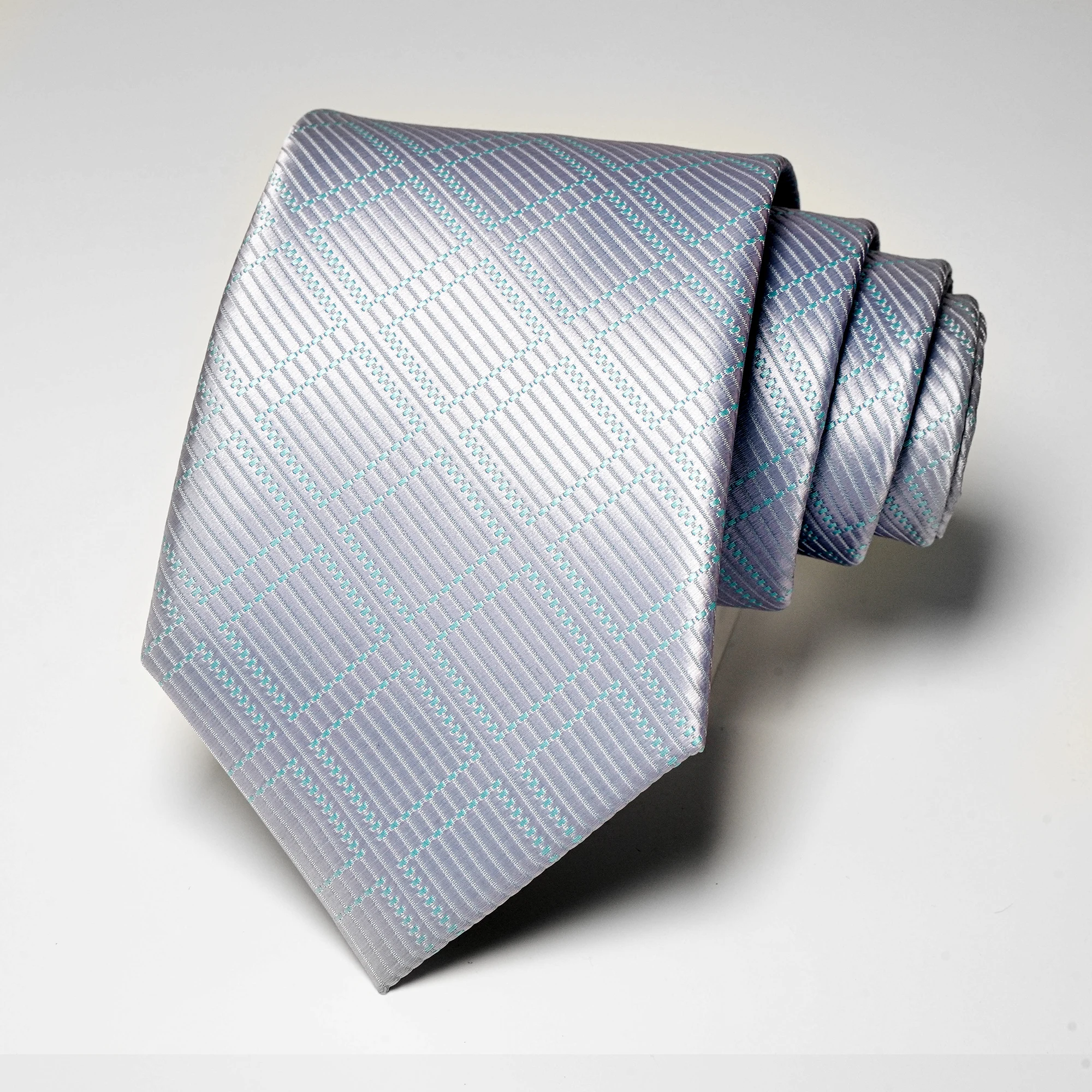Luxuriöse einfarbige, bestickte Krawatte, 8 cm, hochwertige Seidenmischung, formelle Business-Anzug-Krawatte für Herren. – Detail 14