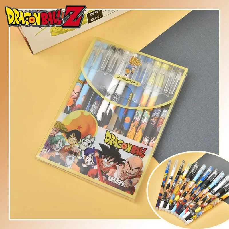 12 unids/set Dragon Ball Z bolígrafo de Gel Anime 0,6mm bolígrafo líquido papelería de dibujos animados niños escuela suministros de oficina Accesorios