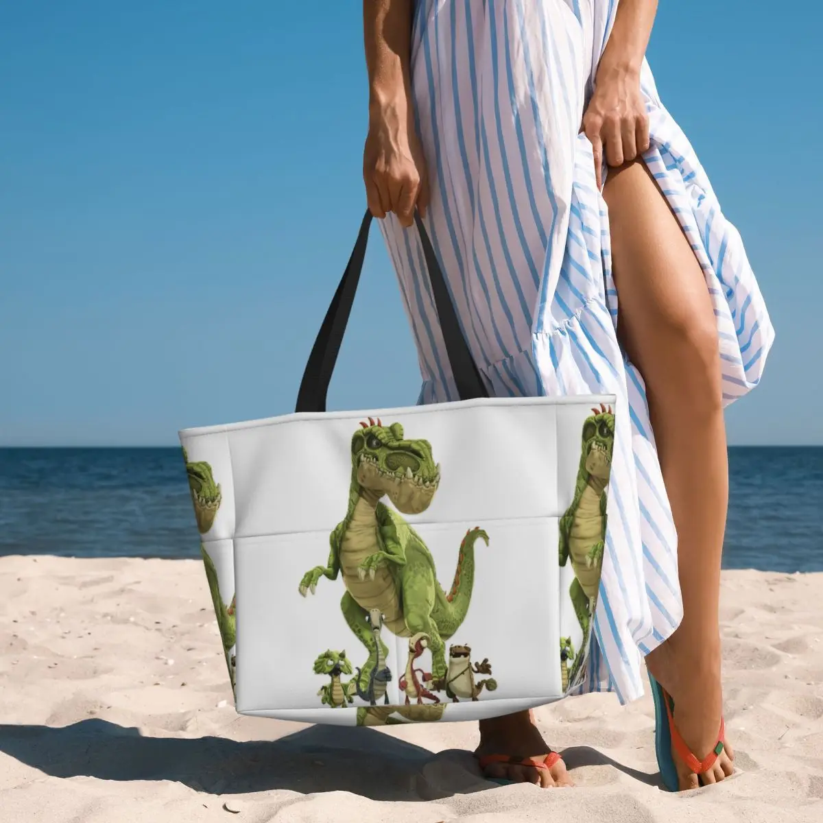 

Gigantosaurus Dinosaur Cartoon Kawaii Beach Tote Bag Sport Gym Yoga Duffle Large Tote Bag Women Travel Bag Fitness bag
