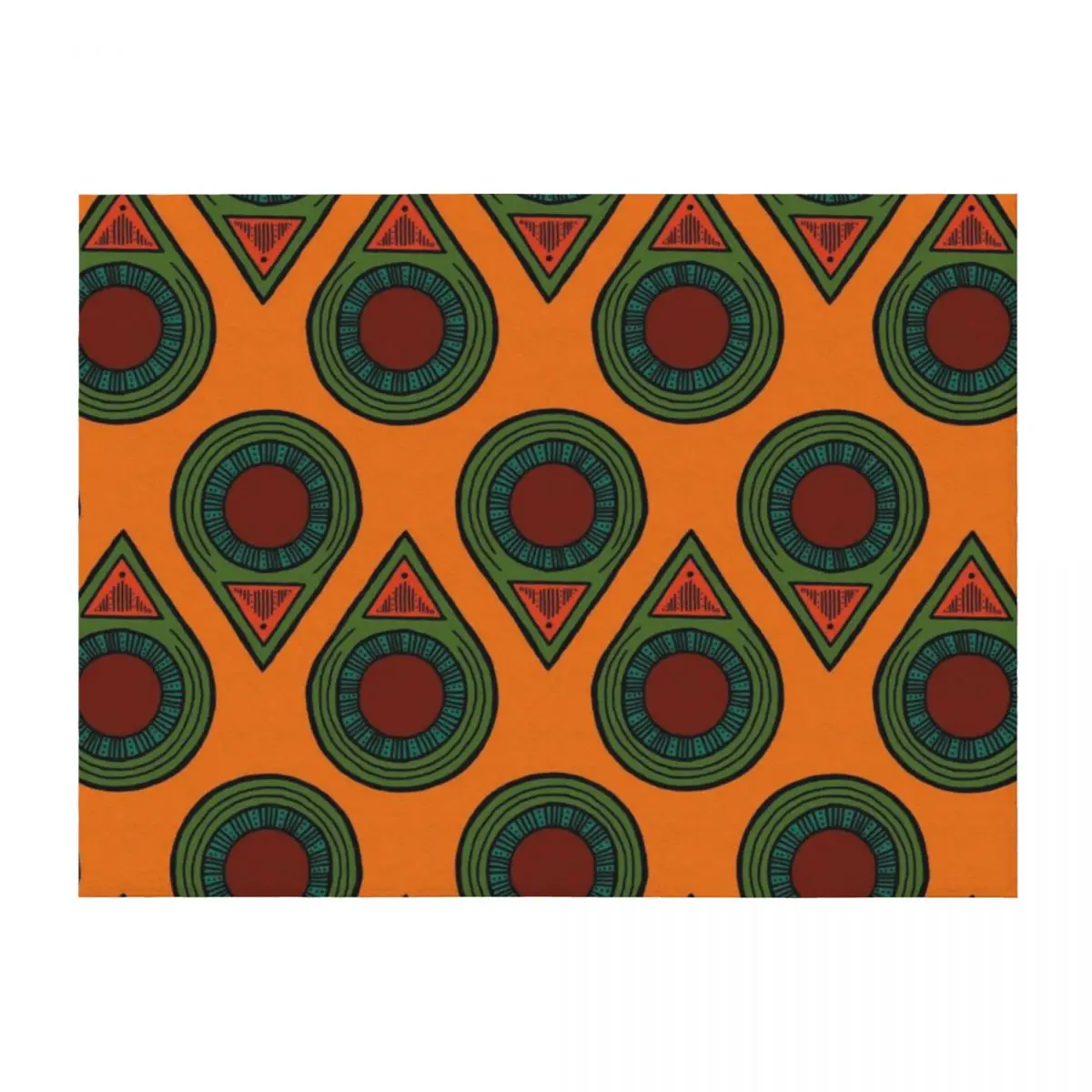 

Tribal African Pattern | Earthy Orange Teal Throw Blanket Custom warm for winter Luxury St valentine gift ideas Blankets