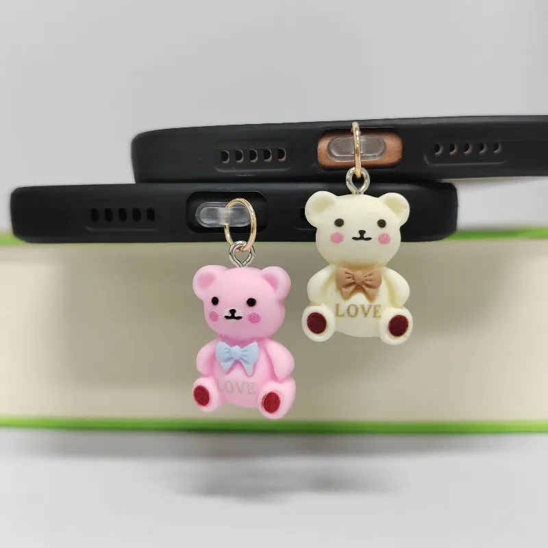 Tapón antipolvo de oso de estilo coreano, puerto de carga de teléfono para el Día de San Valentín, tapón de protección contra el polvo para iPhone tipo C, regalo para pareja