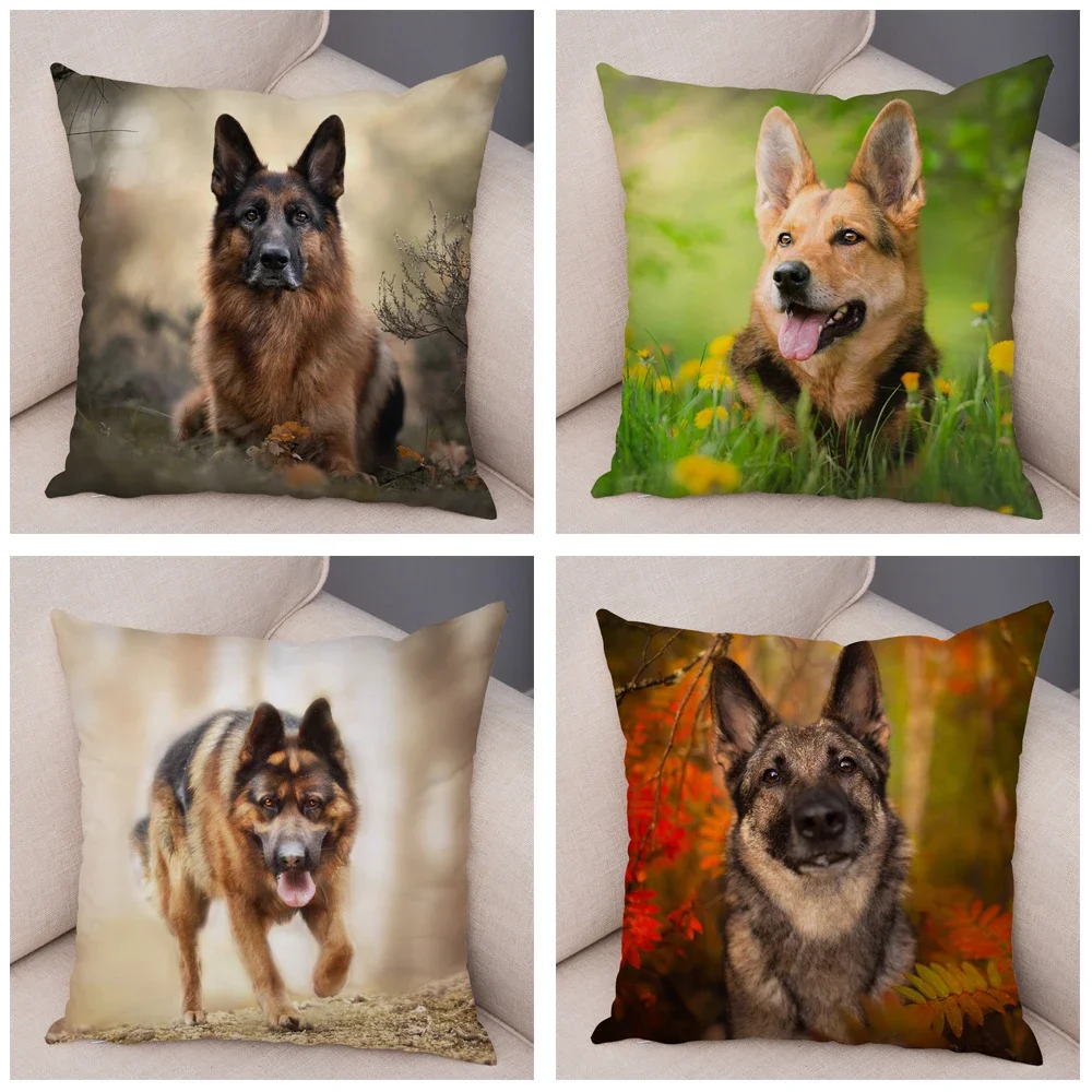 Sofa Home Pillowcase German Shepherd  Decoration Pet Animal Cushion