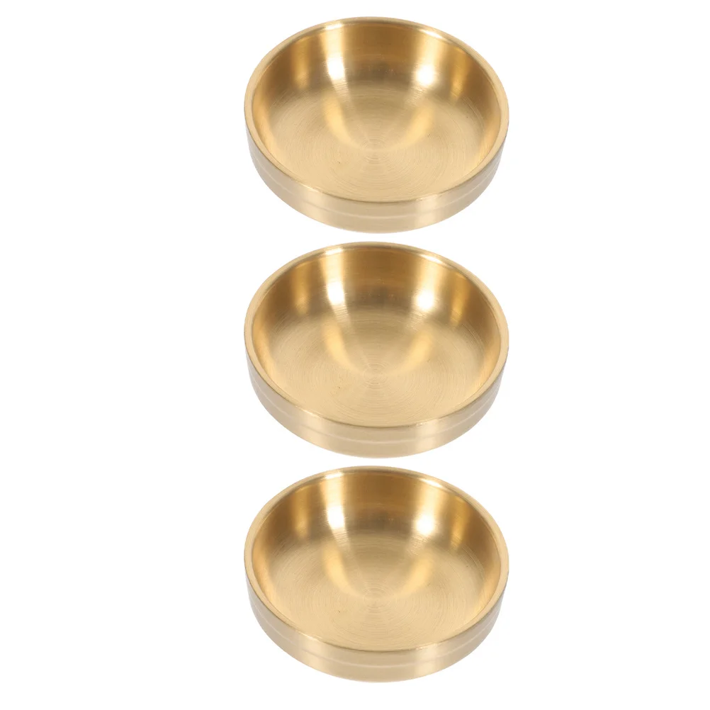

3pcs Stainless Steel Dipping Sauce Bowl 9Cm Golden Korean Style Small Serving Bowls For Sushi Dip Condiment Appetizer Tray