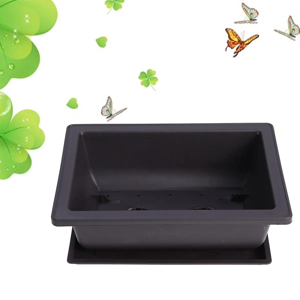 

3Pcs Rectangular Plastic Succulent Flower Pots Dark Brown Large Durable Planter Trays for Bonsai Cactus Desktop Home Garden